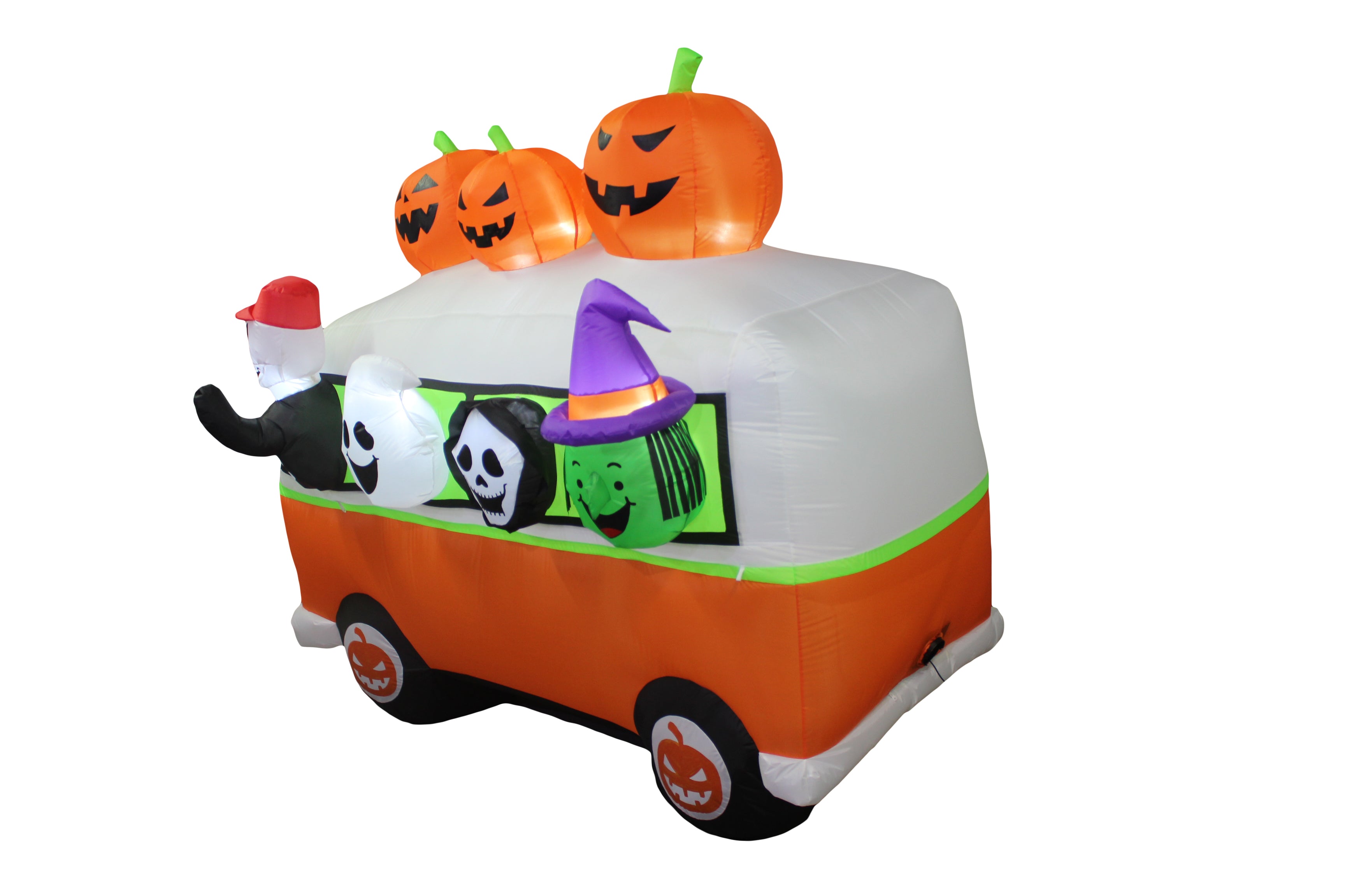 A Holiday Company 7FT inflatable Halloween Vintage Bus, 6 ft Tall, Multi