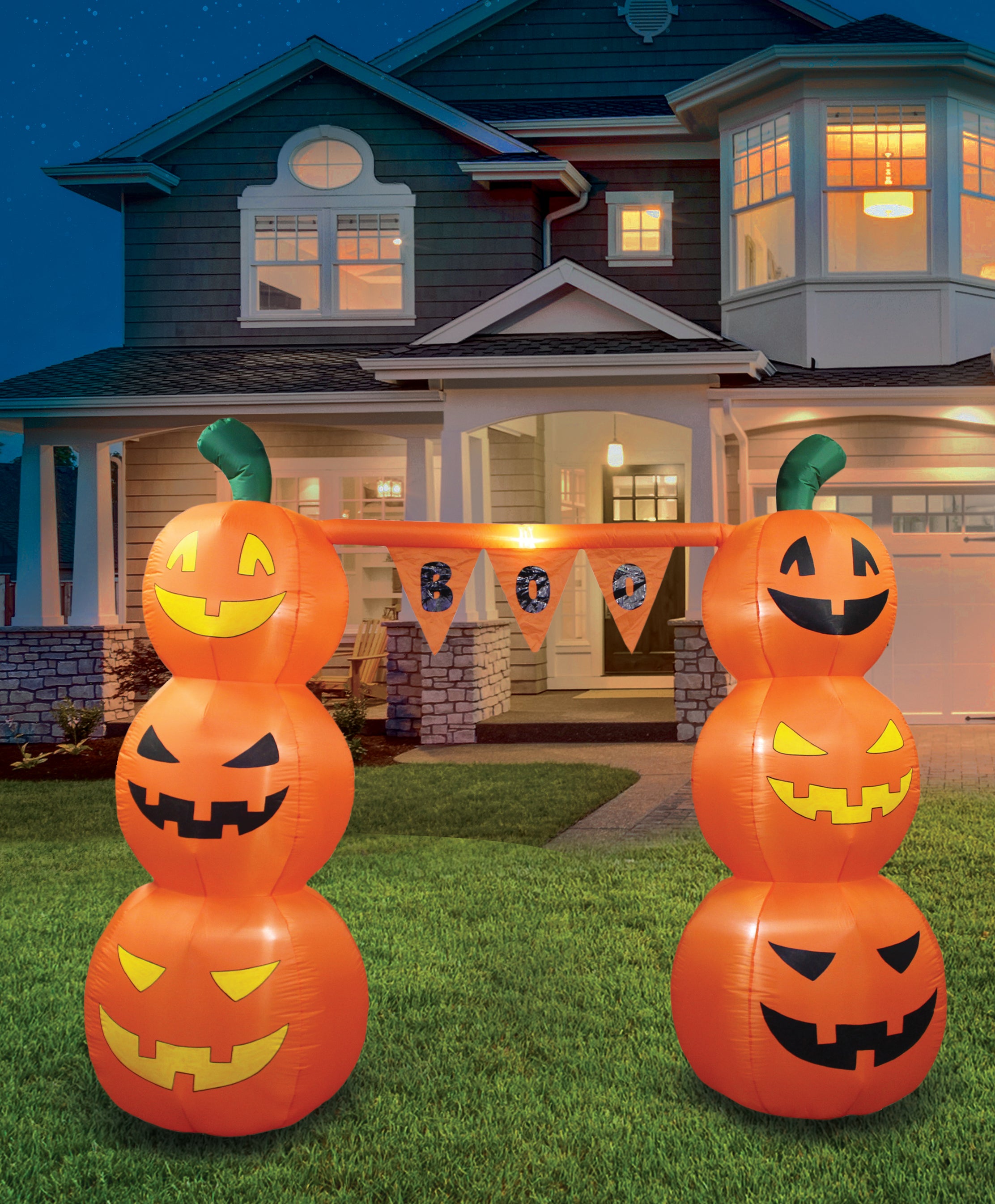 A Holiday Company 8FT Inflatable Pumpkin Banner Archway, 8 ft Tall, Multi