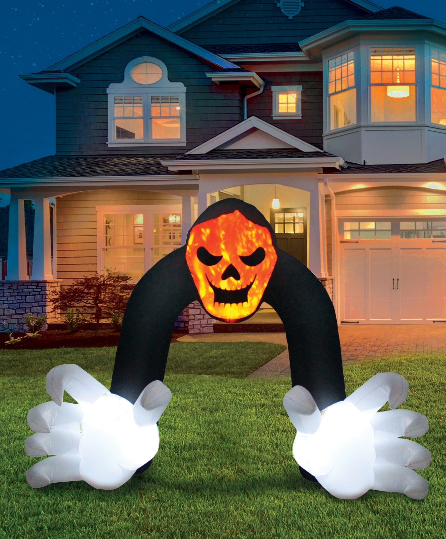 A Holiday Company 13ft Inflatable Halloween Archway with projection LED lighting, 9.5 ft Tall lifestyle