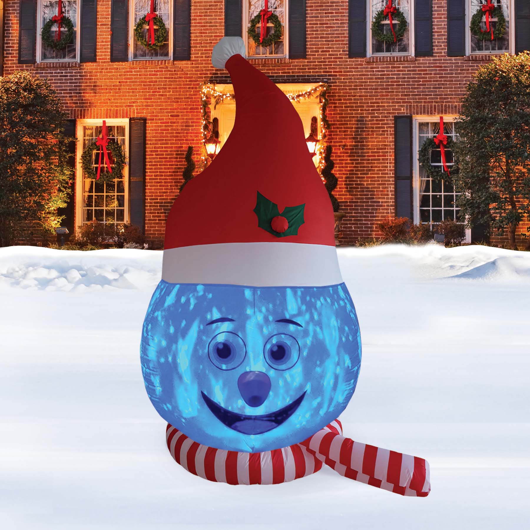 A Holiday Company 8ft Tail Snowman Head with Blue Shimmer Light, 8 ft Tall, Multi