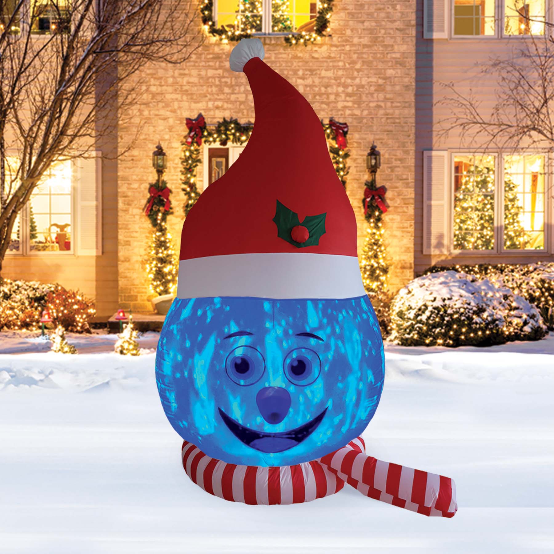 A Holiday Company 8ft Tail Snowman Head with Blue Shimmer Light, 8 ft Tall, Multi