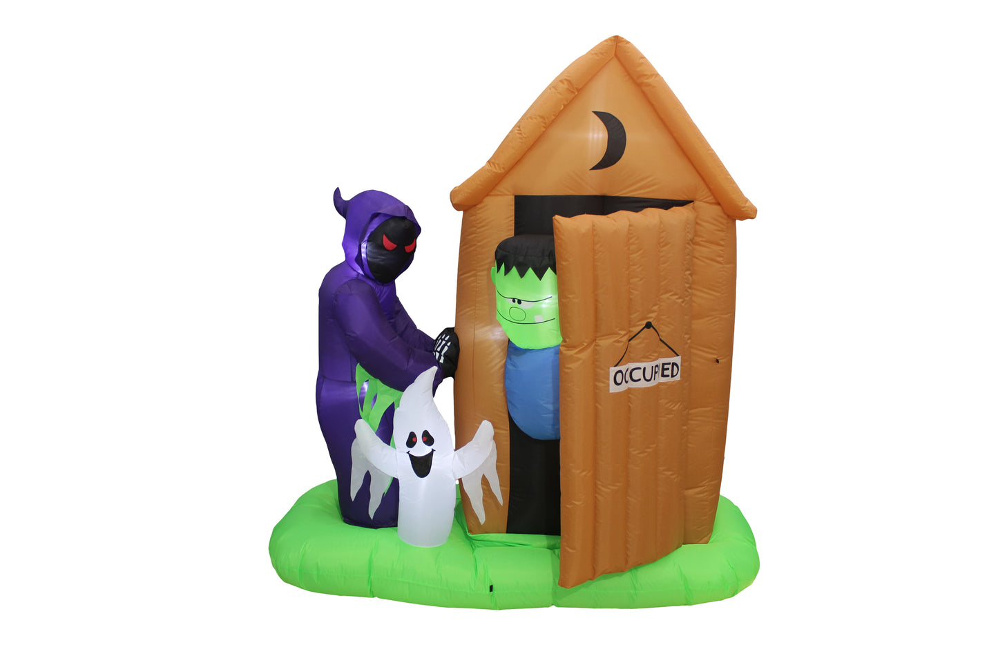 A Holiday Company 6ft Inflatable Animated Monster Outhouse Scene, 6.5 ft Tall