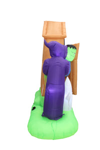 A Holiday Company 6ft Inflatable Animated Monster Outhouse Scene, 6.5 ft Tall, Multi