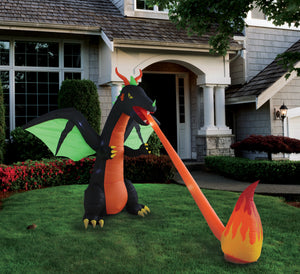 A Holiday Company 8ft Inflatable Fire Breathing Dragon, 8 ft Tall, Multi
