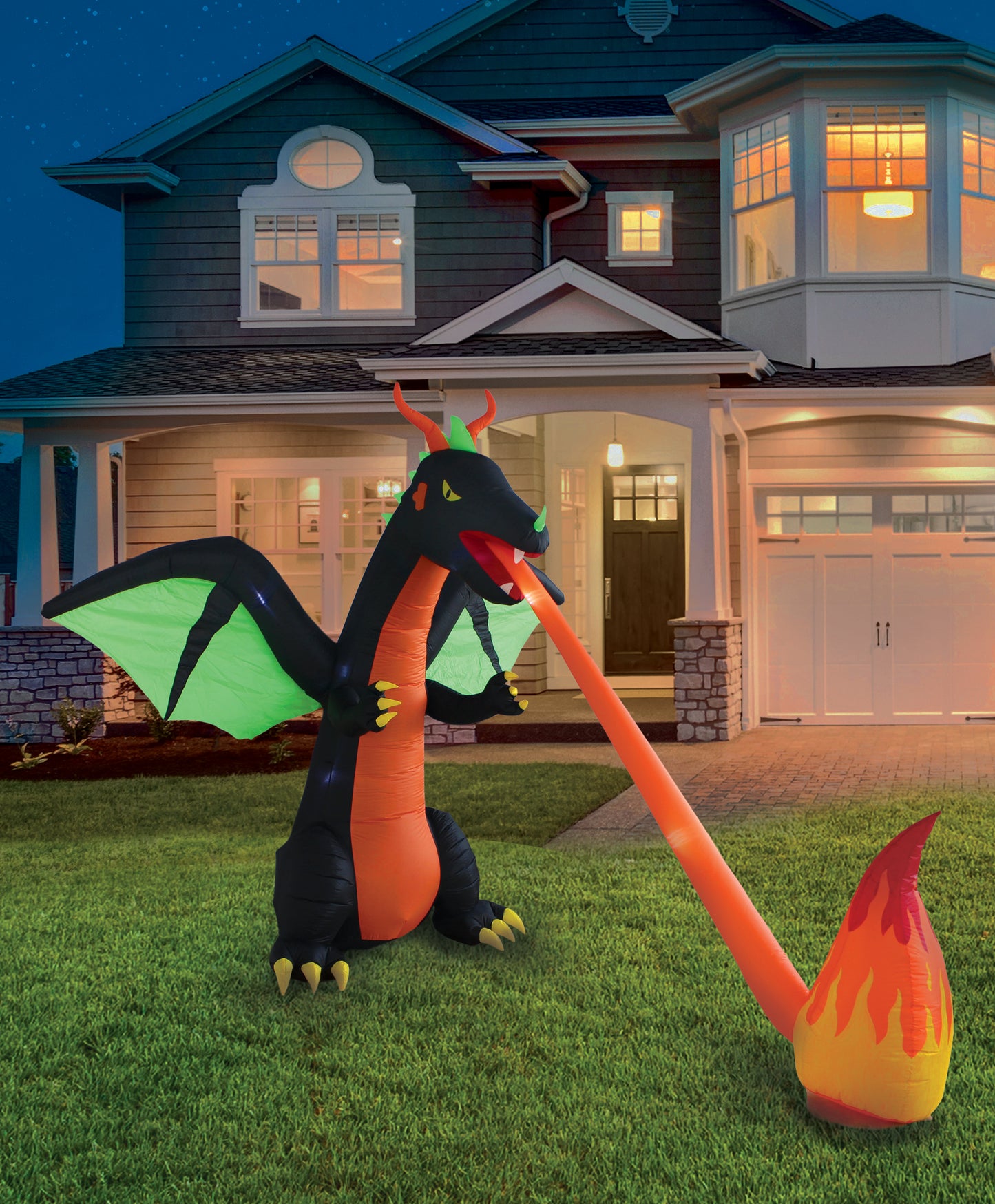 A Holiday Company 8ft Inflatable Fire Breathing Dragon, 8 ft Tall lifestyle