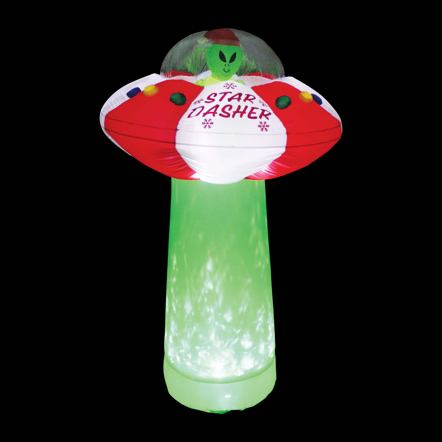 A Holiday Company 7ft Tall Star Dasher UFO with Green Shimmer Light, 7 ft Tall, Multi
