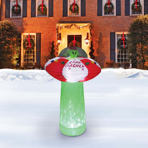 A Holiday Company 7ft Tall Star Dasher UFO with Green Shimmer Light, 7 ft Tall, Multi