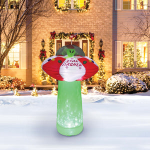 A Holiday Company 7ft Tall Star Dasher UFO with Green Shimmer Light, 7 ft Tall, Multi