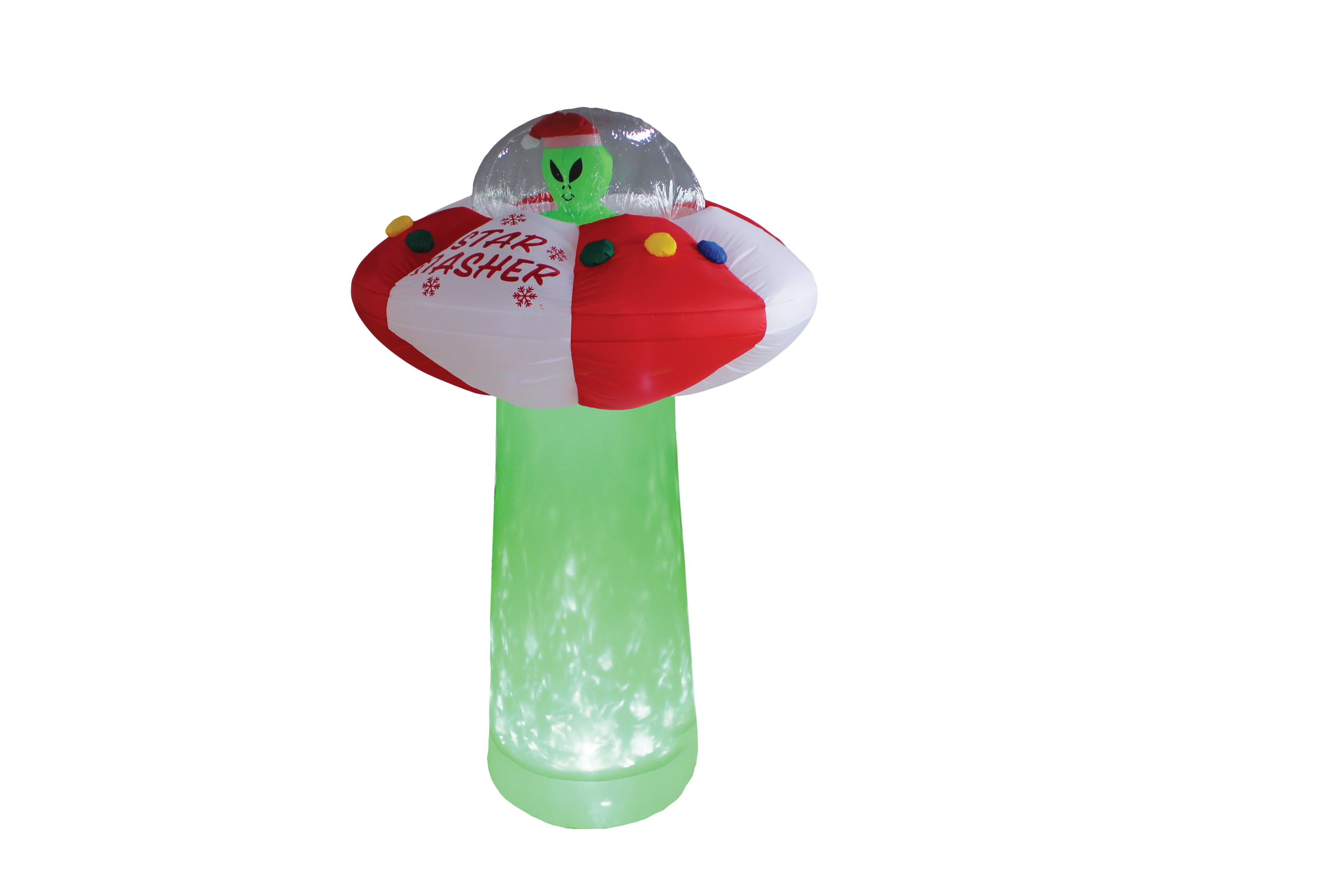 A Holiday Company 7ft Tall Star Dasher UFO with Green Shimmer Light, 7 ft Tall, Multi