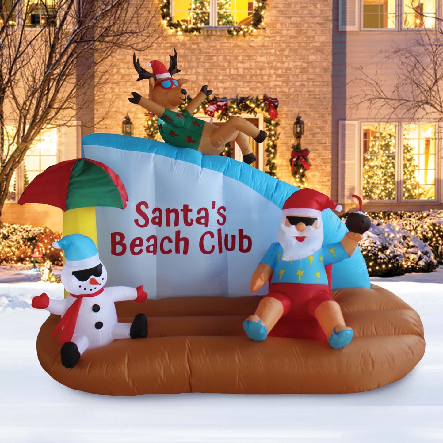 A Holiday Company 8ft Tall Santa's Beach Club with Shimmer Light, 6 ft Tall lifestyle