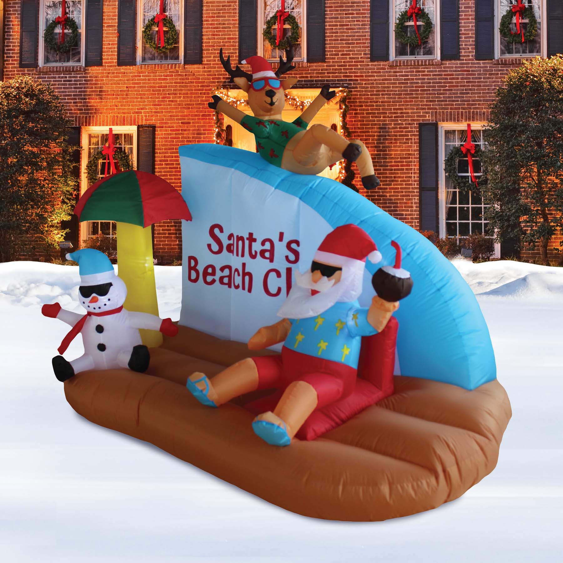 A Holiday Company 8ft Tall Santa's Beach Club with Shimmer Light, 6 ft Tall, Multi