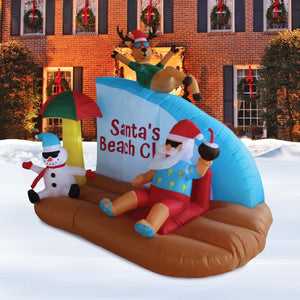 A Holiday Company 8ft Tall Santa's Beach Club with Shimmer Light, 6 ft Tall, Multi