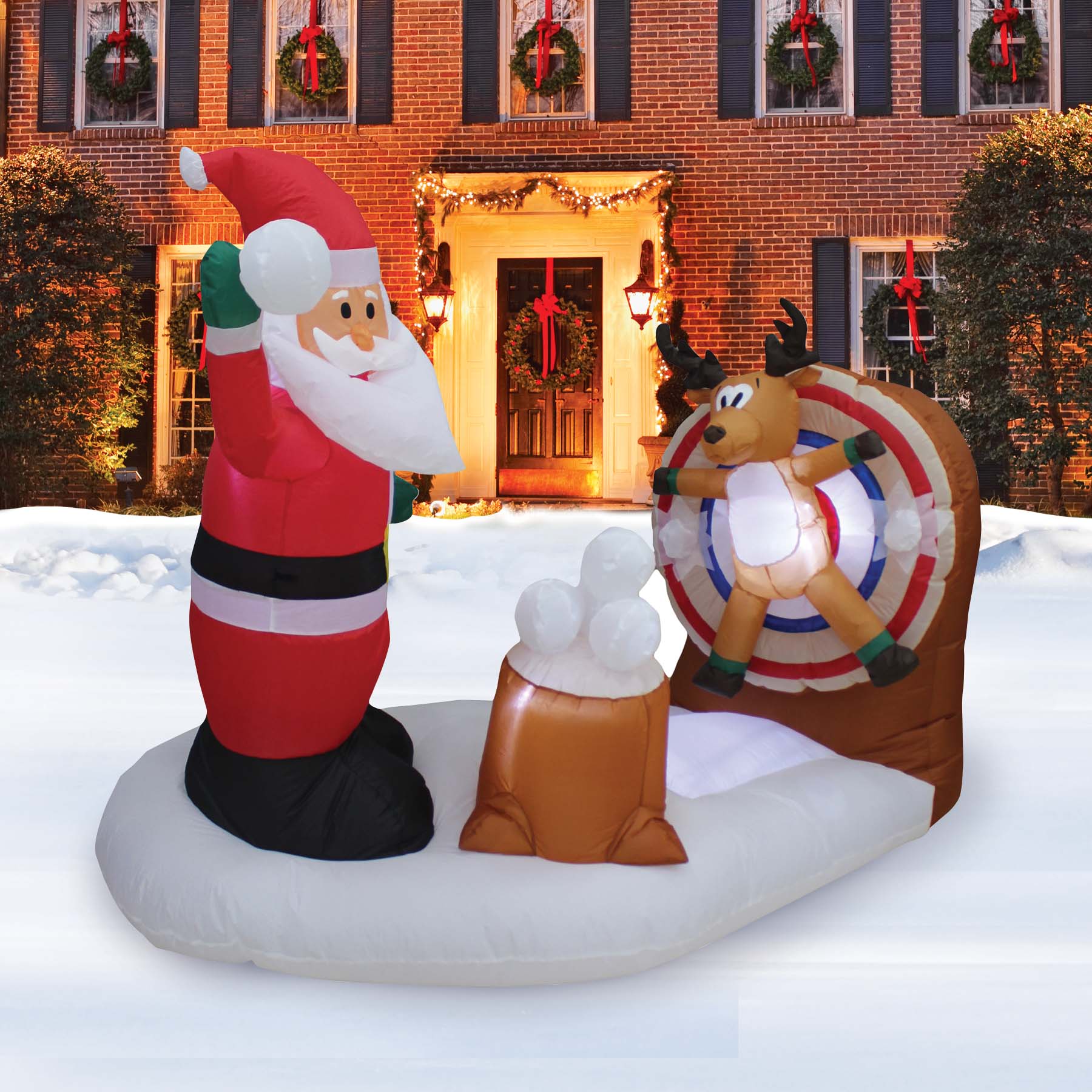A Holiday Company 6ft Wide Animated Snowball Fight, 4.5 ft Tall, Multi