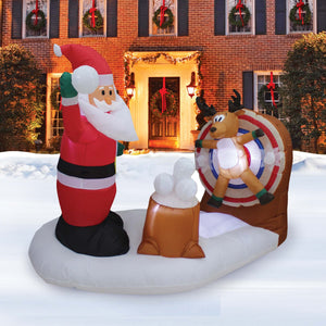 A Holiday Company 6ft Wide Animated Snowball Fight, 4.5 ft Tall, Multi