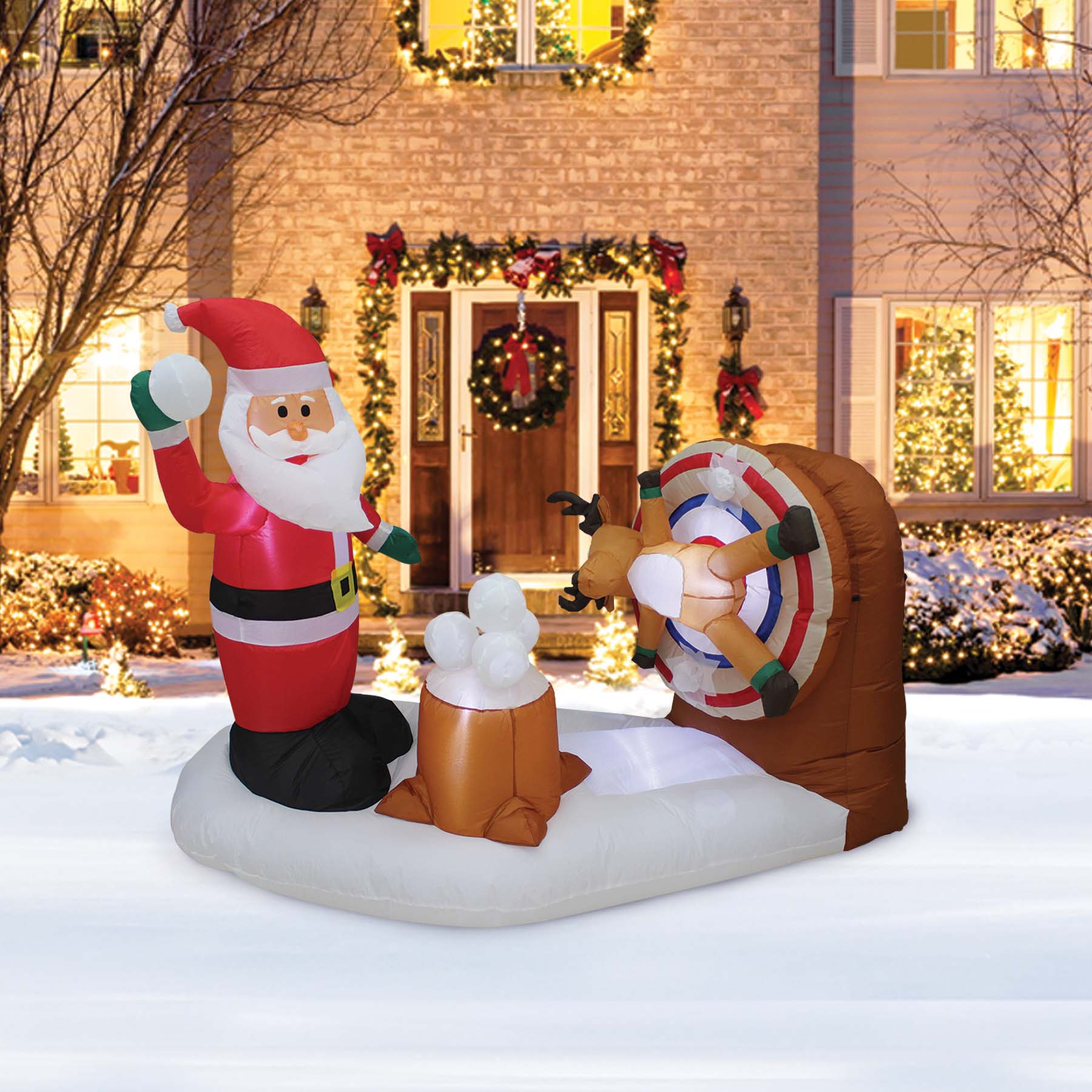 A Holiday Company 6ft Wide Animated Snowball Fight, 4.5 ft Tall, Multi