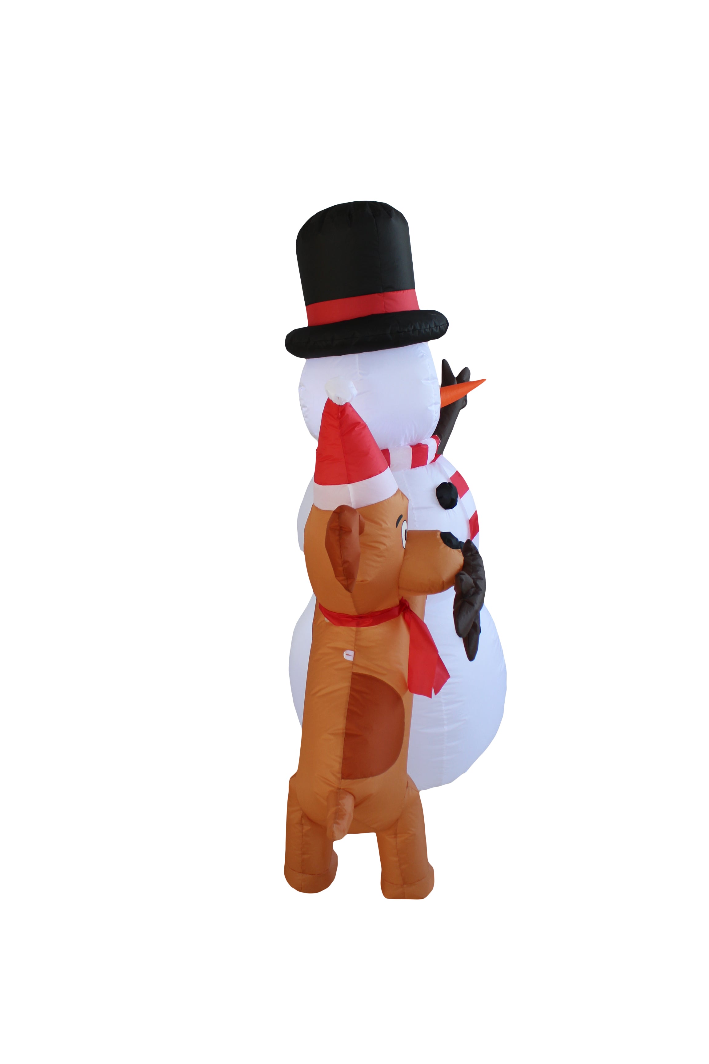 A Holiday Company 6ft Tall Animated Puppy and Snowman Scene, 5 ft Tall, Multi