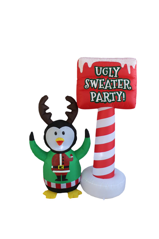 5-Ft Ugly Sweater Party Penguin Christmas Inflatable