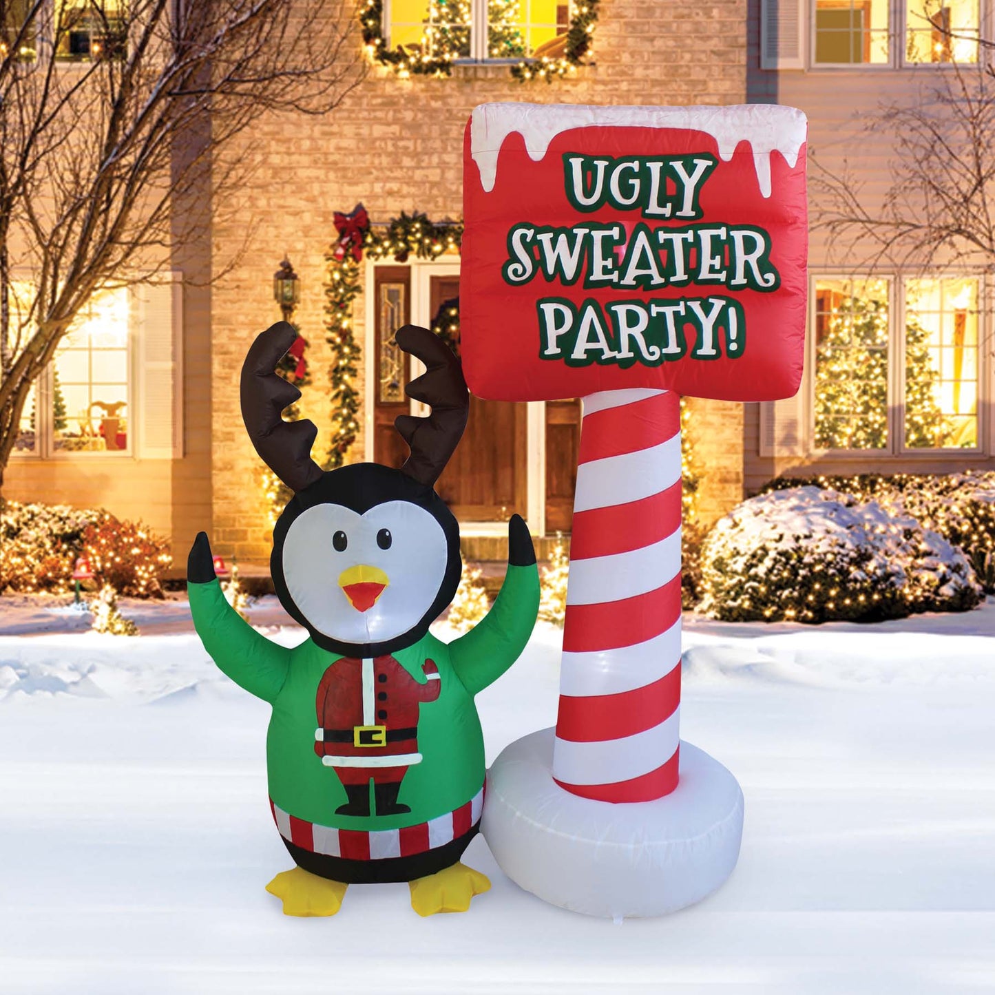 5-Ft Ugly Sweater Party Penguin Christmas Inflatable lifestyle