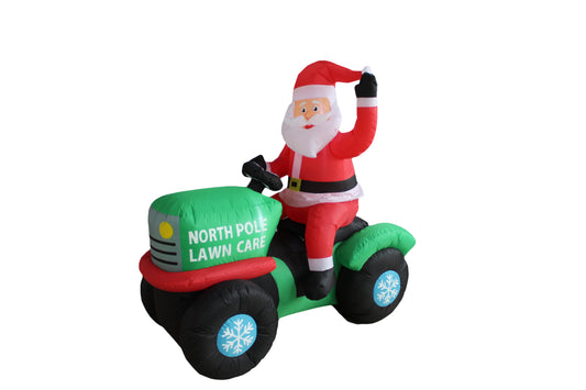 A Holiday Company 5ft Tall North Pole Lawn Care Santa on Lawnmower, 5 ft Tall