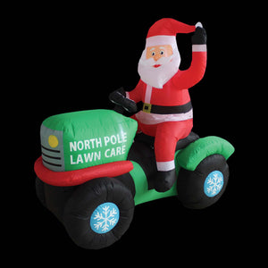 A Holiday Company 5ft Tall North Pole Lawn Care Santa on Lawnmower, 5 ft Tall, Multi