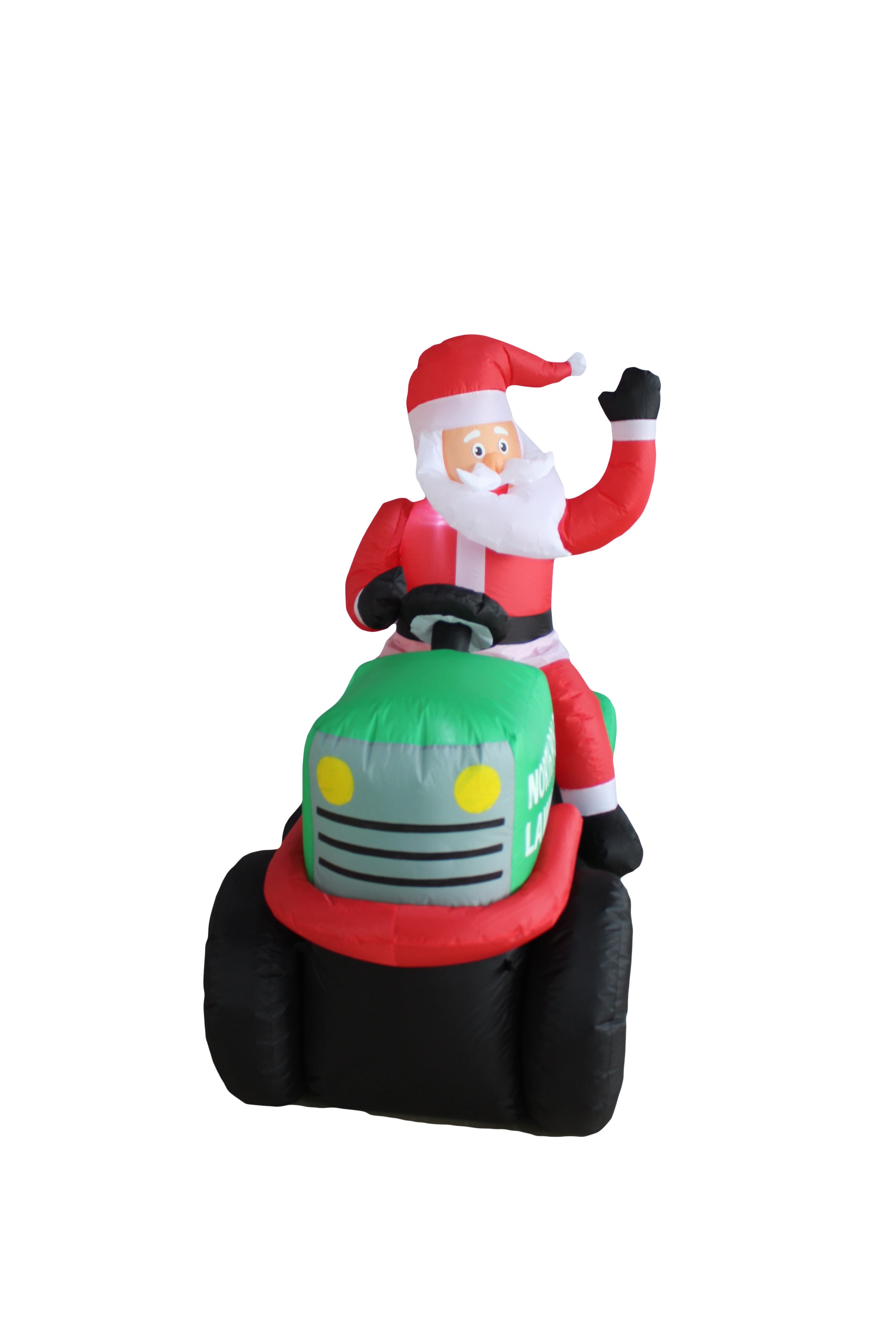 A Holiday Company 5ft Tall North Pole Lawn Care Santa on Lawnmower, 5 ft Tall, Multi