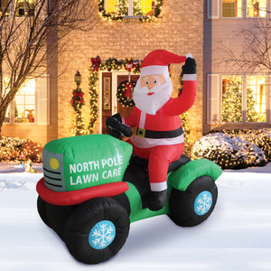 A Holiday Company 5ft Tall North Pole Lawn Care Santa on Lawnmower, 5 ft Tall, Multi