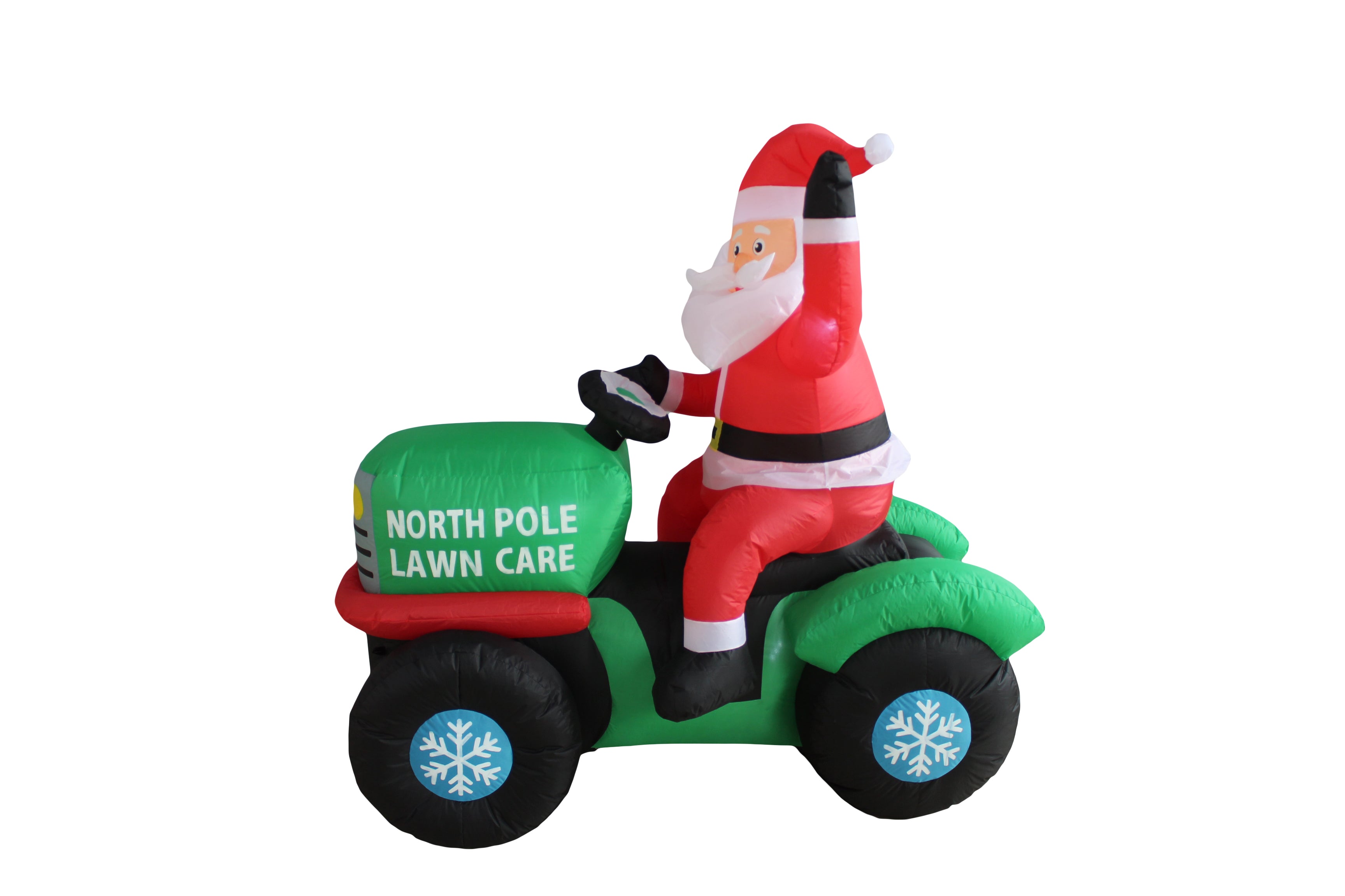 A Holiday Company 5ft Tall North Pole Lawn Care Santa on Lawnmower, 5 ft Tall, Multi