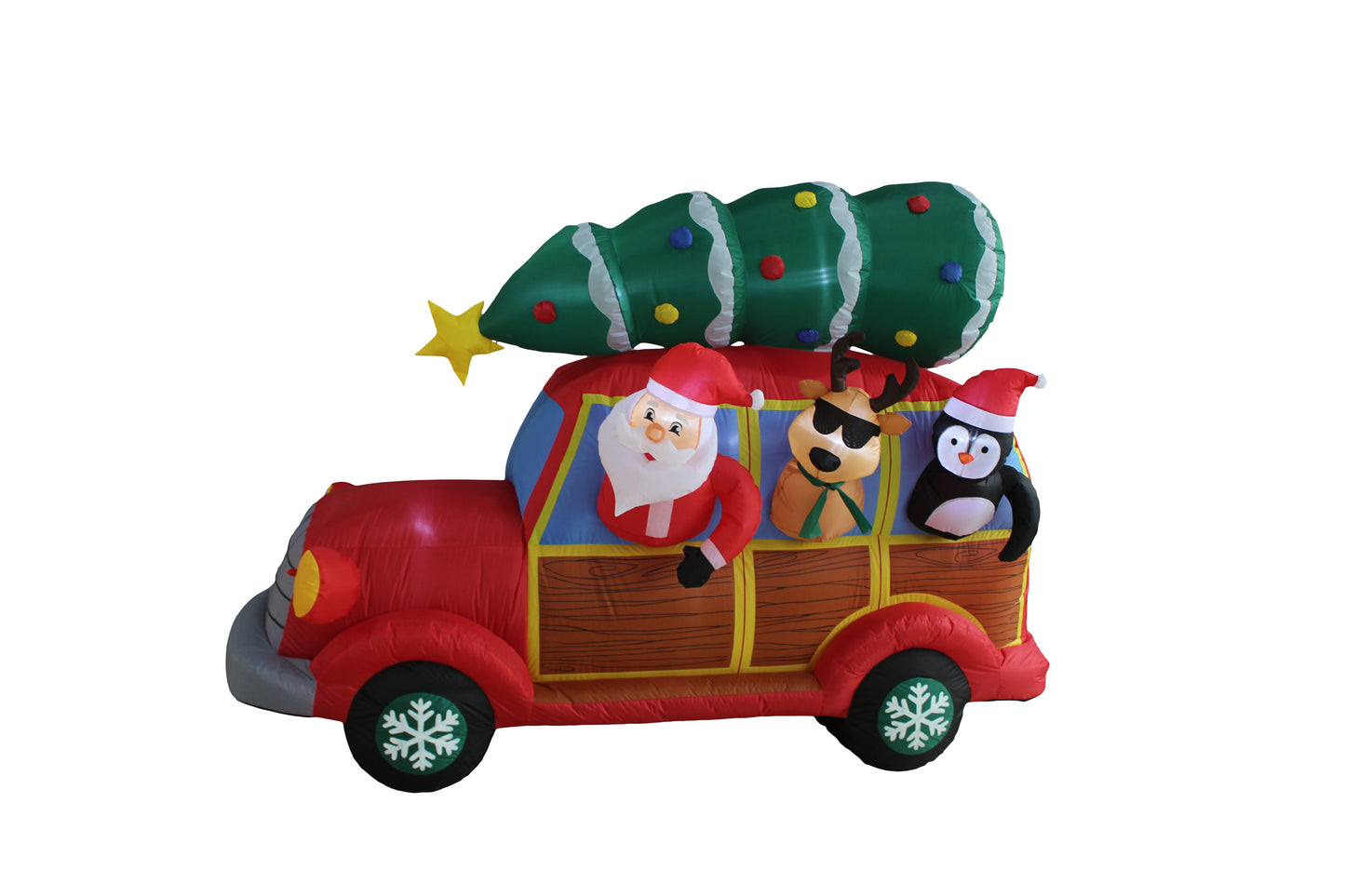 8-Ft Wide Santa's Christmas Woody Van Inflatable