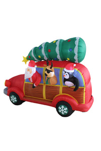 A Holiday Company 8ft Wide Santa's Christmas Woody Van, 5 ft Tall, Multi