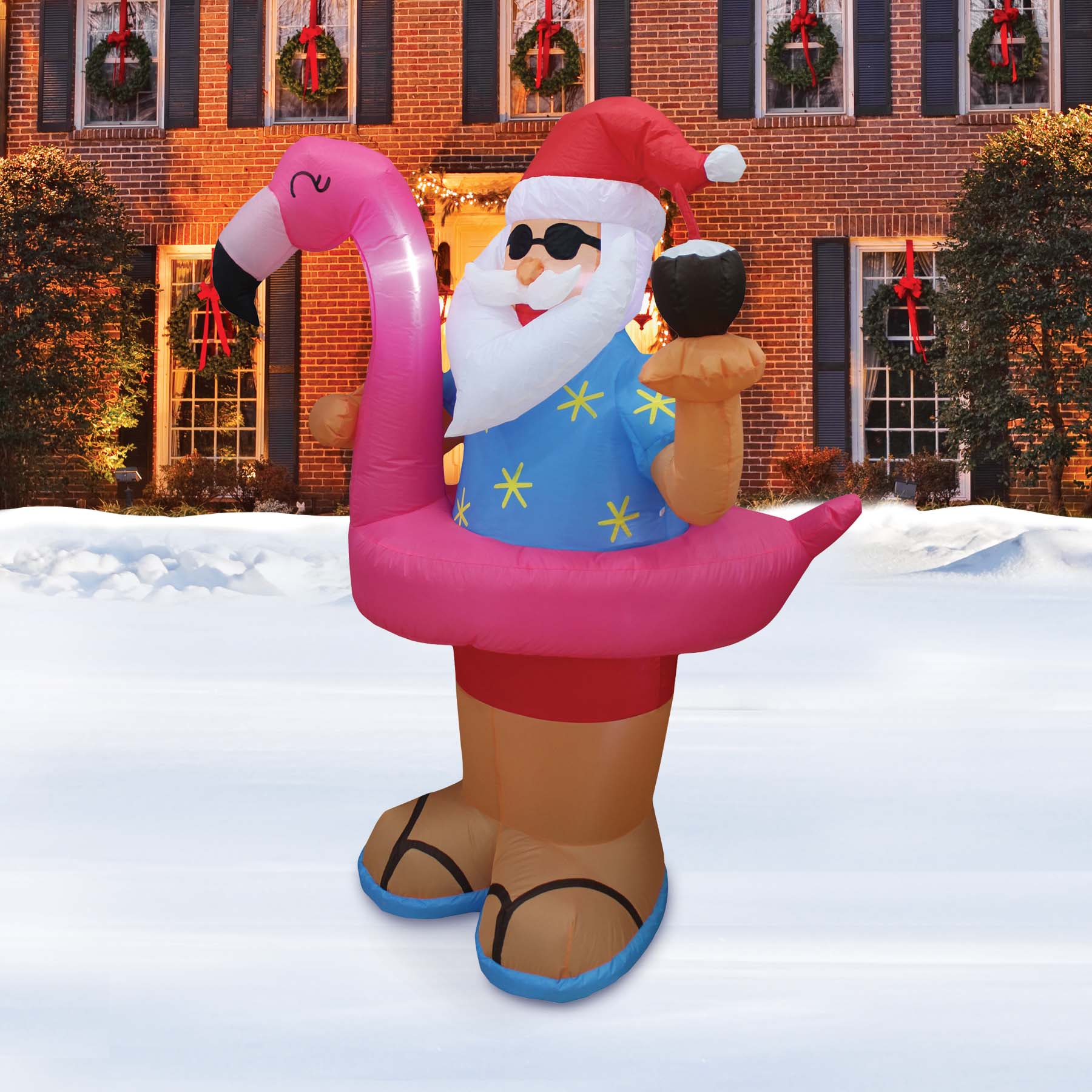 A Holiday Company 6ft Tall Beach Party Santa, 6 ft Tall, Multi