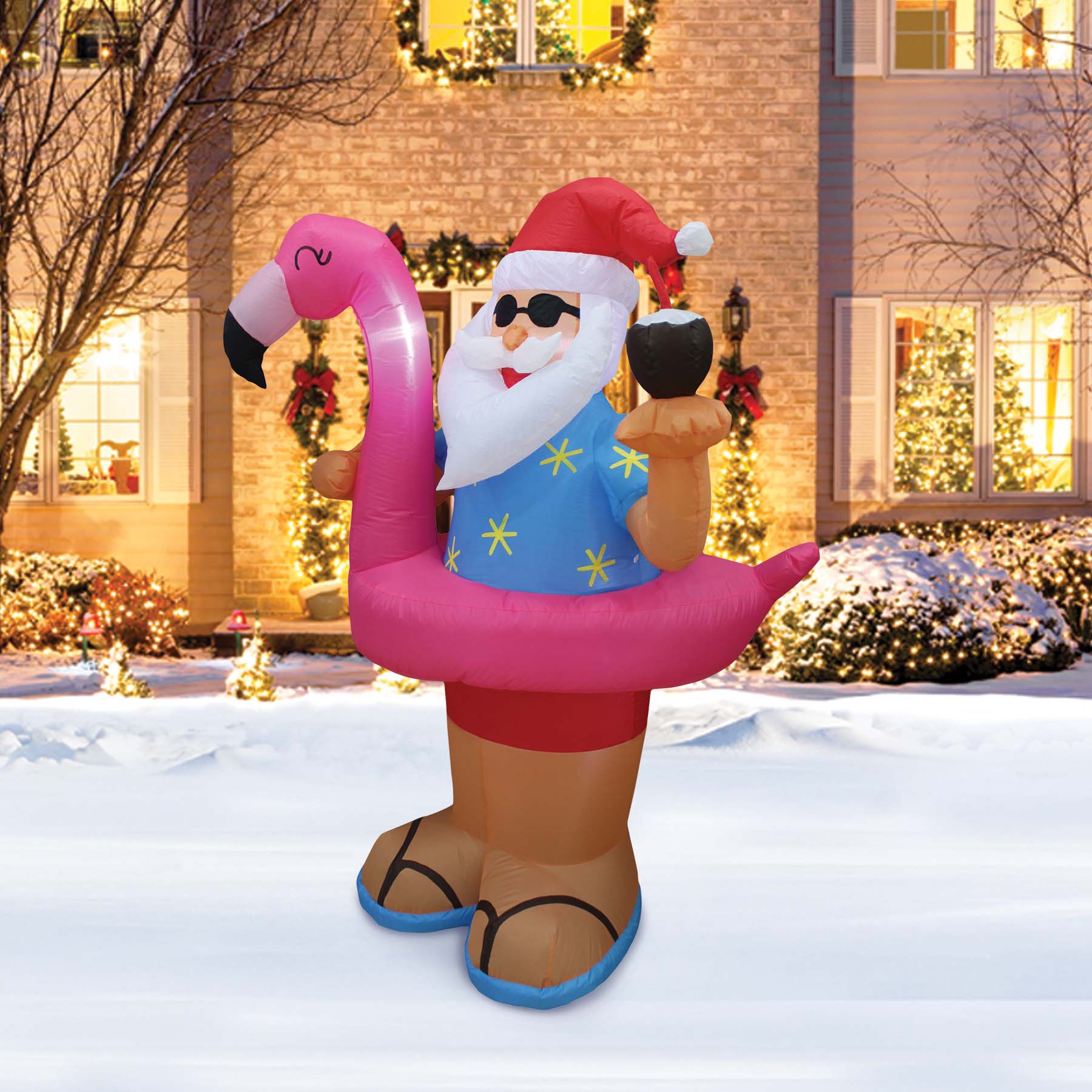 A Holiday Company 6ft Tall Beach Party Santa, 6 ft Tall, Multi