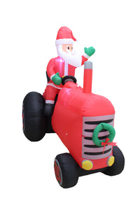 A Holiday Company 6ft Tall Santa on Vintage Tractor, 6 ft Tall, Multi