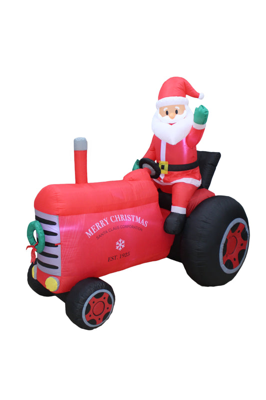 A Holiday Company 6ft Tall Santa on Vintage Tractor, 6 ft Tall