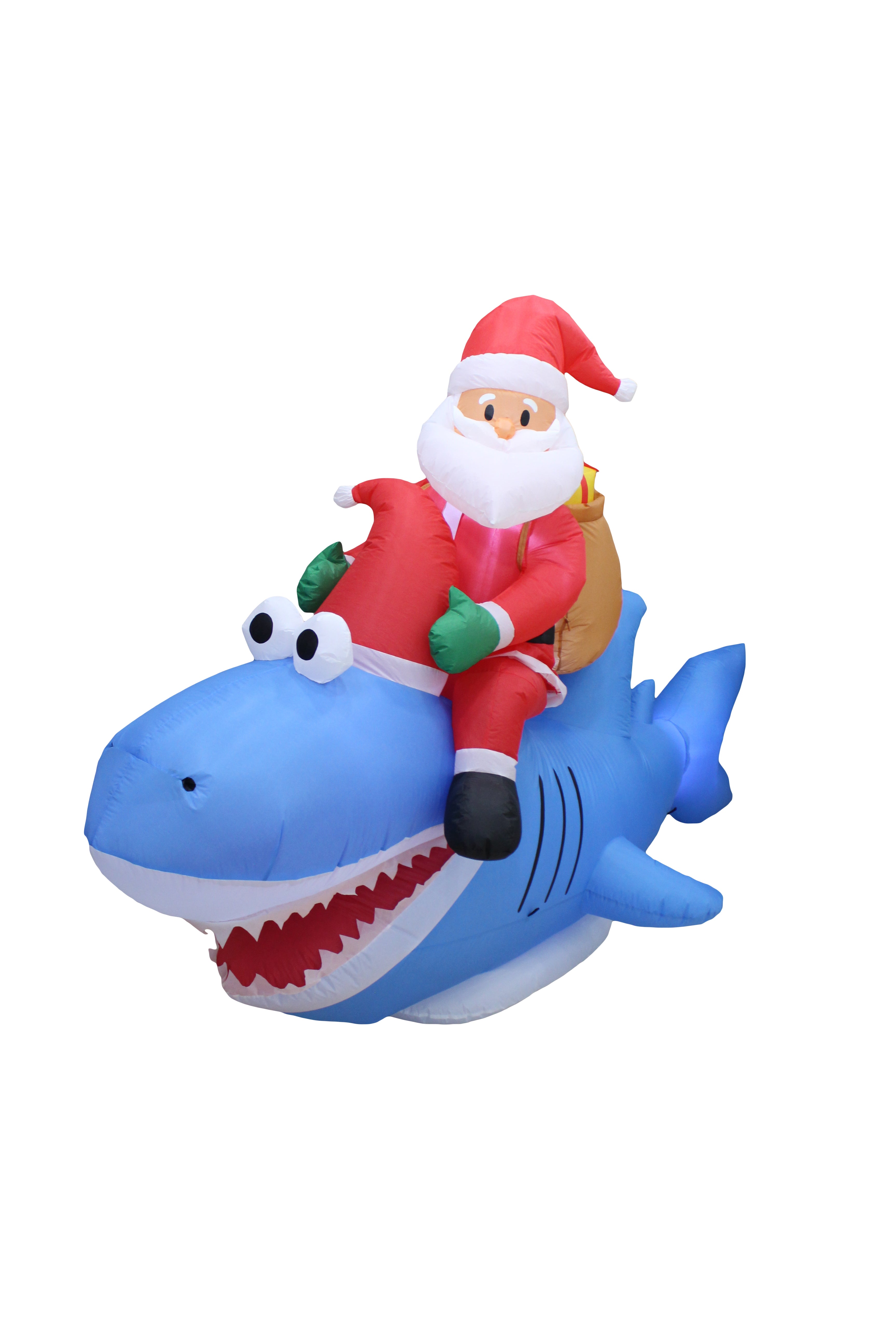 A Holiday Company 9ft Wide Santa on Shark, 5 ft Tall, Multi