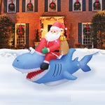 Load image into Gallery viewer, A Holiday Company 9ft Wide Santa on Shark, 5 ft Tall, Multi
