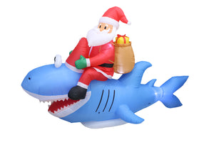 A Holiday Company 9ft Wide Santa on Shark, 5 ft Tall, Multi