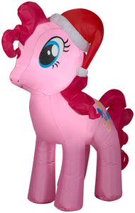Gemmy Christmas Airblown Inflatable Inflatable Pinkie Pie with Santa Hat, 4 ft Tall, pink