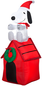 Gemmy Christmas Airblown Inflatable Inflatable Snoopy on Dog House, 4 ft Tall, red