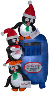 6' Airblown Penguins at Mailbox Scene Christmas Inflatable