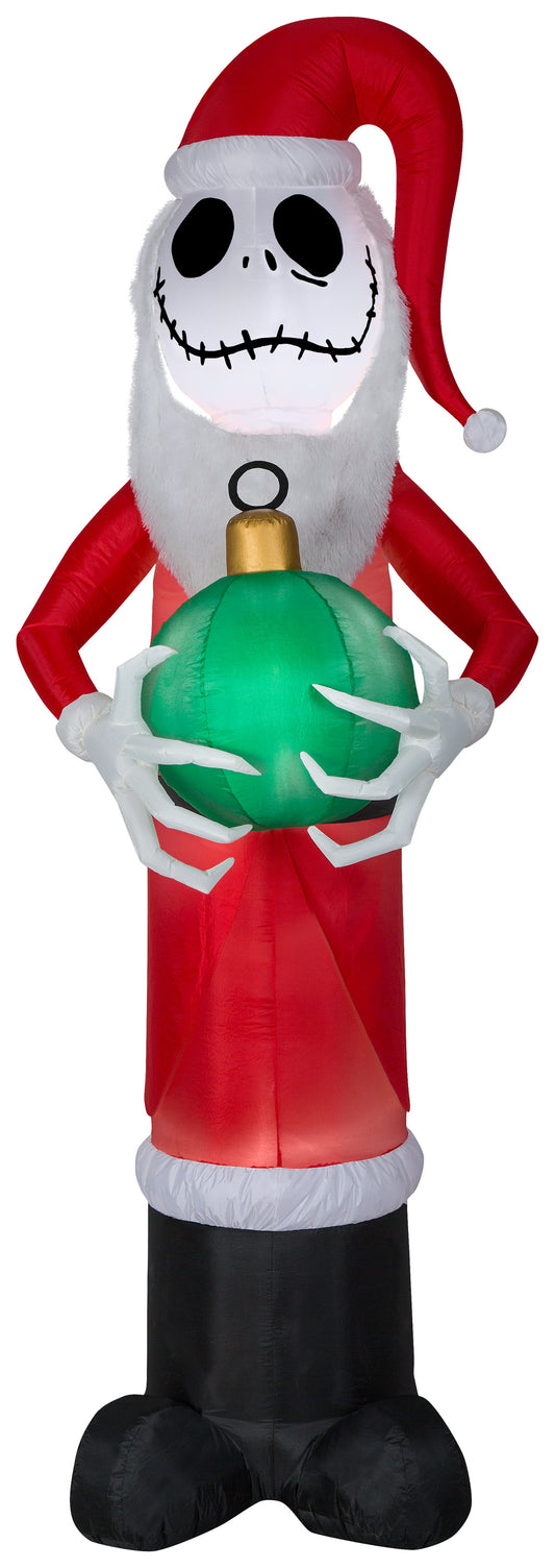 8' Mixed Media Jack Skellington as Santa w/ Fuzzy Beard Disney Christmas Inflatable