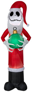 8' Airblown Mixed Media Jack Skellington as Santa w/ Fuzzy Beard Disney Christmas Inflatable