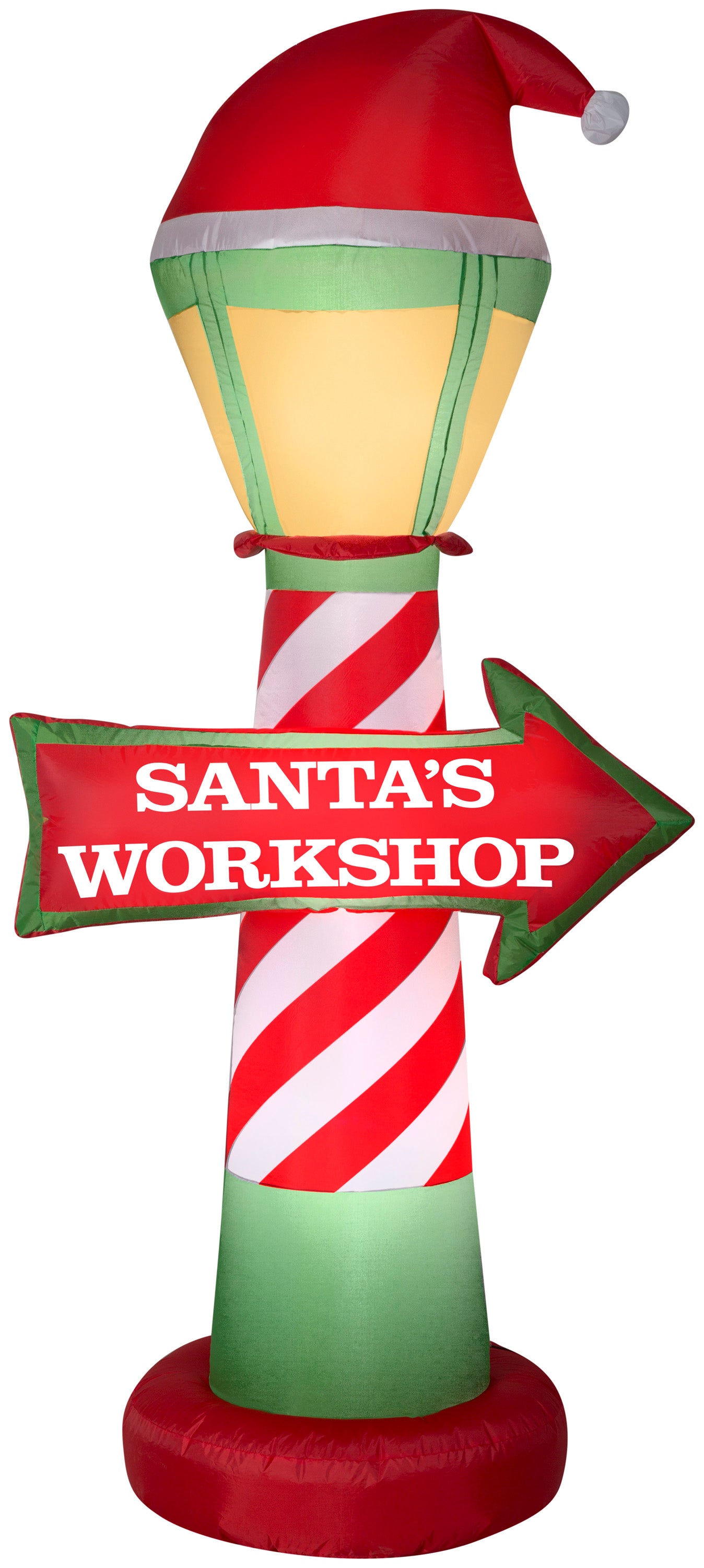 7' Santa's Workshop Lamp Post Christmas Inflatable