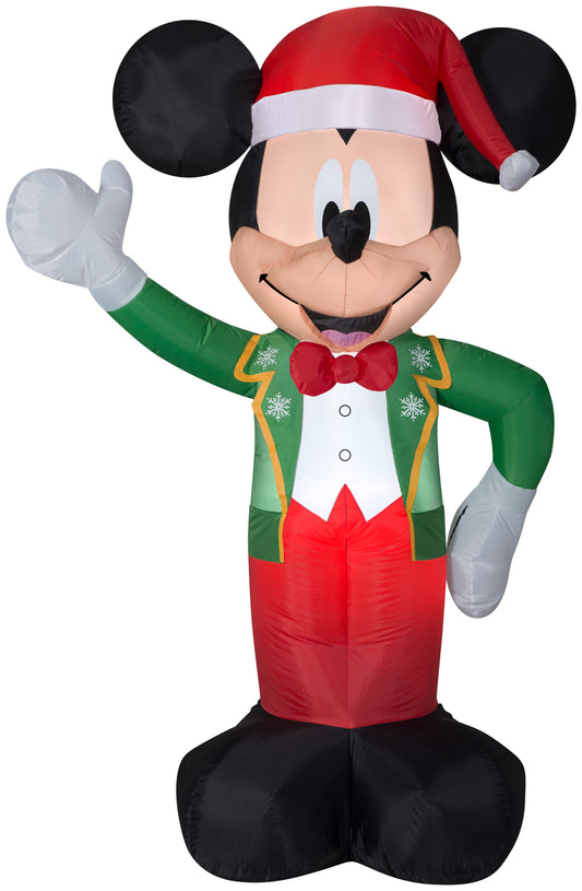 5' Mickey in Green/Red Winter Outfit Disney Christmas Inflatable