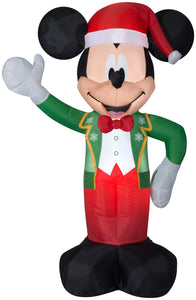5' Airblown Mickey in Green/Red Winter Outfit Disney Christmas Inflatable