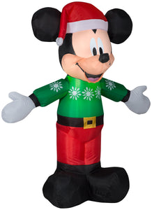 3.5' Airblown Mickey in Green Sweater Disney Christmas Inflatable