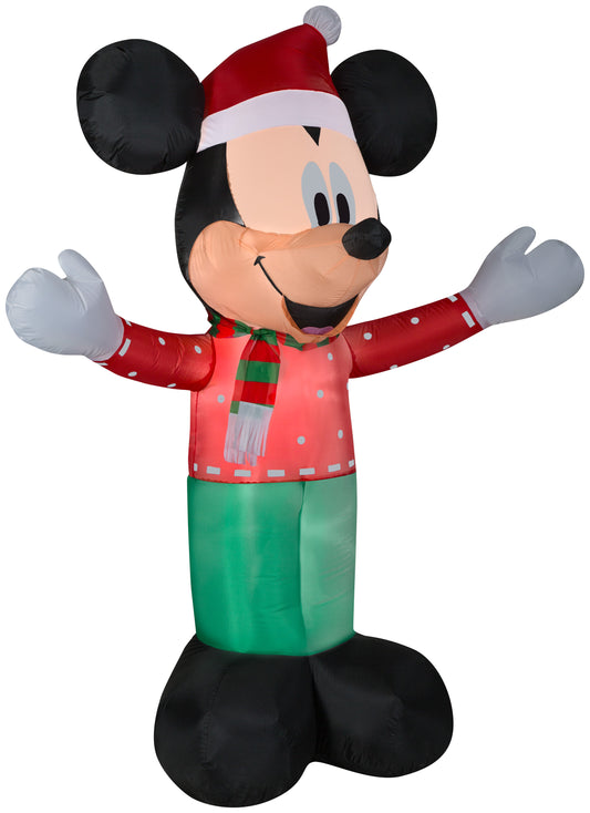 6' Airblown-Mickey w/Christmas Party Outfit Disney Christmas Inflatable