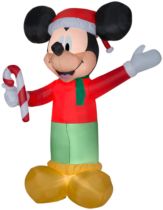 9' Mickey w/Candy Cane Disney Christmas Inflatable