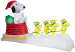 Load image into Gallery viewer, Gemmy Christmas Airblown Inflatable Snoopy in Dog Bowl Sleigh w/Woodstocks Scene Peanuts, 5 ft Tall
