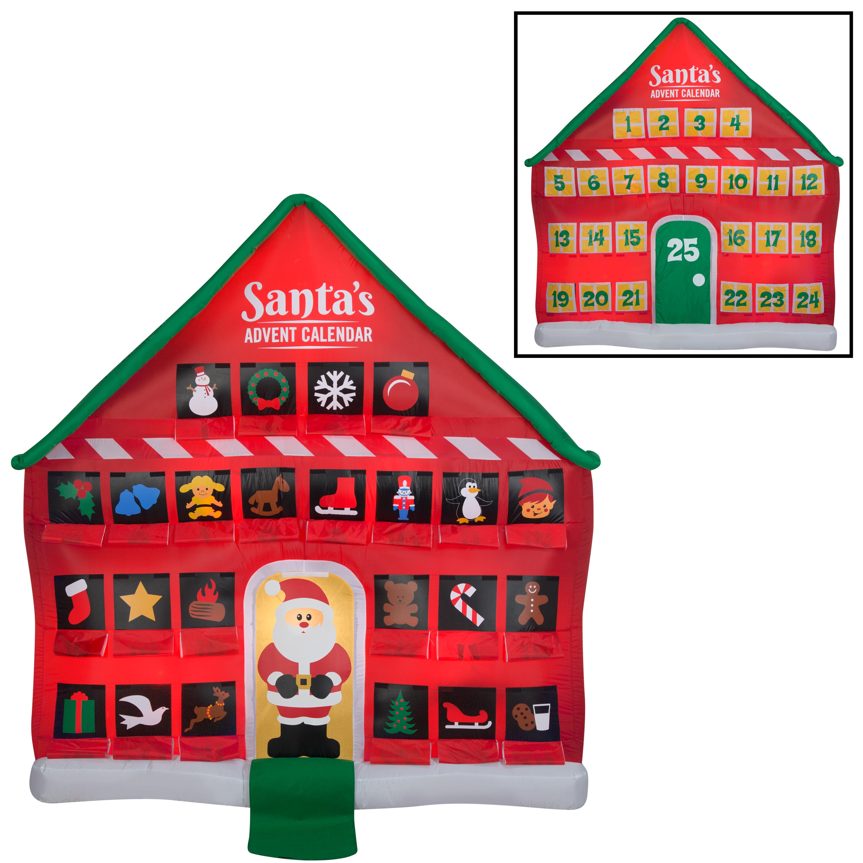 Gemmy Christmas Airblown Inflatable Inflatable Advent Calendar, 8 ft Tall, red