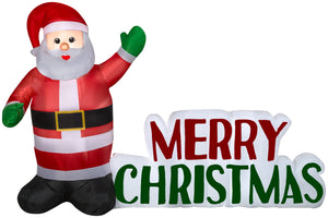 8.5' Wide Airblown Santa and Merry Christmas Sign Scene Christmas Inflatable